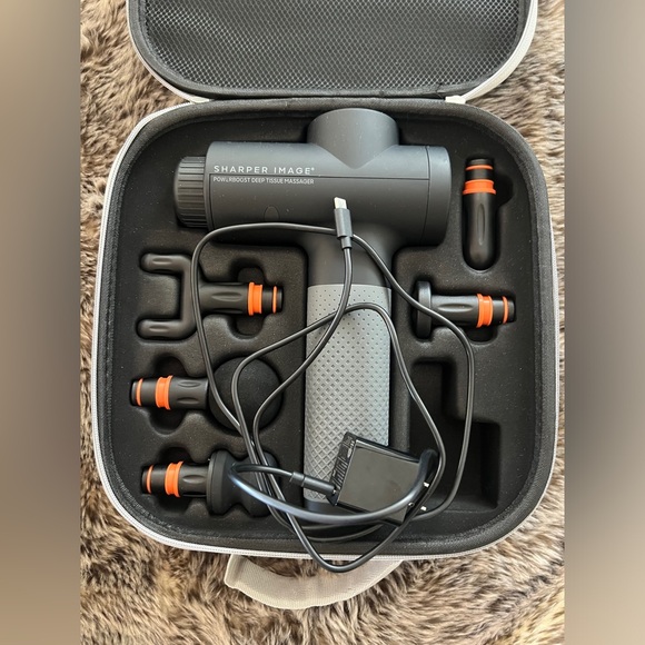 SHARPER IMAGE Powerboost Deep Tissue Massager Massage Gun with 5 Attachments - Picture 8 of 9